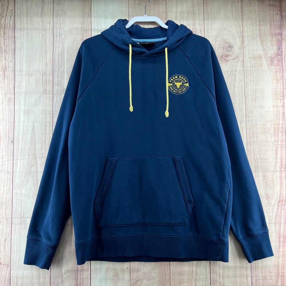 Under Armour Project Rock‎ Mens XL Navy Team Rock Brahma Bull Hoodie Pullover